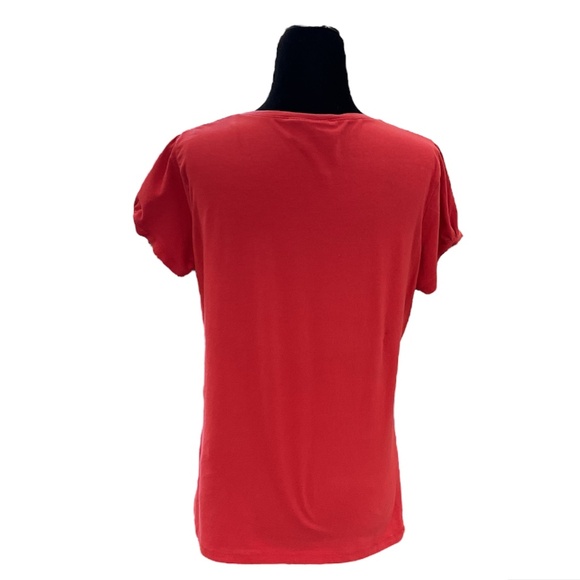 New Woman Design (NWD) Red Scoop Neck Short Sleeved Vintage T-Shirt - Picture 3 of 6